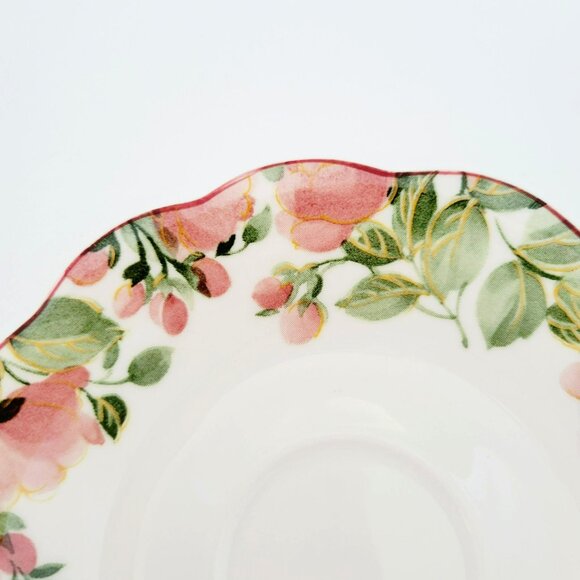 Vintage Nikko Precious Teacups & Saucers, 2 Sets, Red Poppy Flower Green Trim - Picture 7 of 16